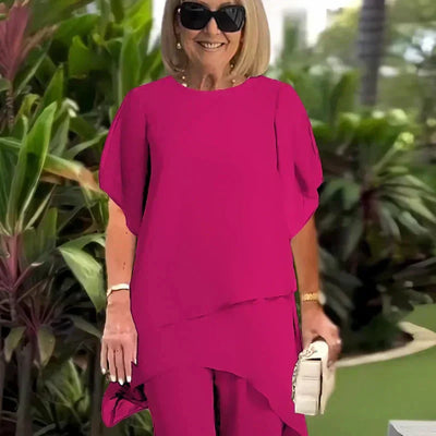 Josiah | Silhouette des eleganten asymmetrischen Tops und der weiten Hose