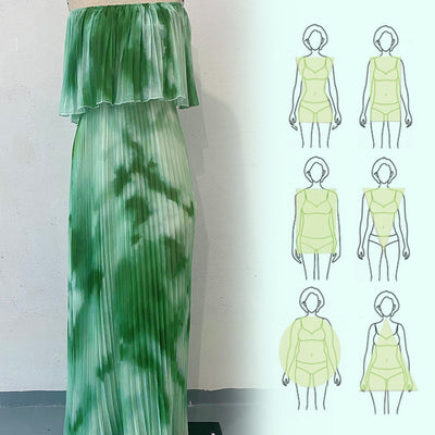 Pia | Bedrucktes, plissiertes Off-Shoulder-Kleid für Damen