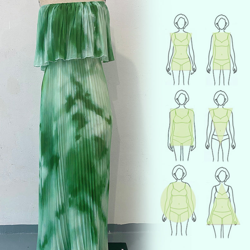 Claire | Bedrucktes, plissiertes Off-Shoulder-Kleid für Damen