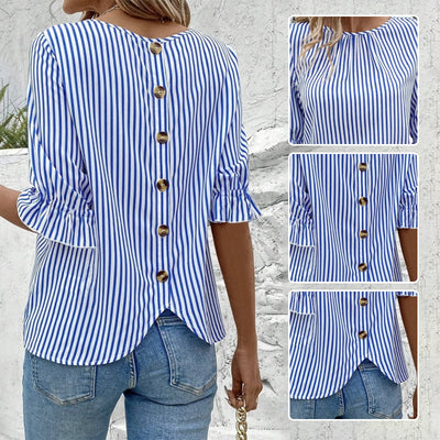 Izaiah | Schickes gestreiftes Top mit Knopfakzenten auf der Rückseite