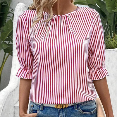 Izaiah | Schickes gestreiftes Top mit Knopfakzenten auf der Rückseite