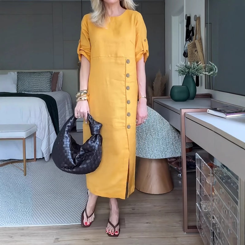 Zackie | Maxikleid mit seitlichem Schlitz und Knopfleiste für Damen