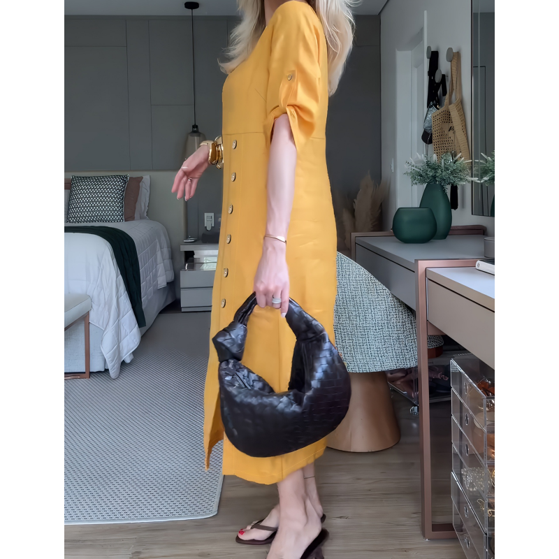 Zackie | Maxikleid mit seitlichem Schlitz und Knopfleiste für Damen