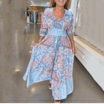 Willis | Damen elegantes geblümtes Trägerkleid lang