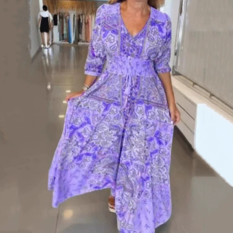 Willis | Damen elegantes geblümtes Trägerkleid lang