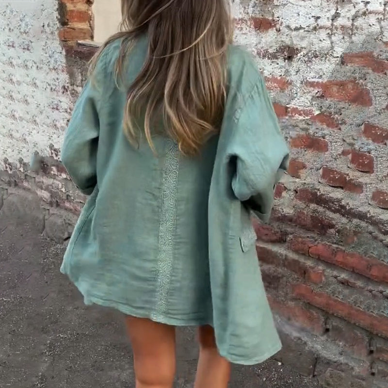 Salvatore | Baumwoll-Leinen-Damenjacke mit offener Front