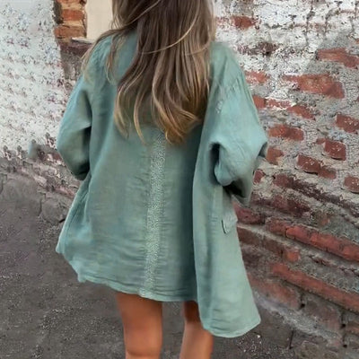 Salvatore | Baumwoll-Leinen-Damenjacke mit offener Front