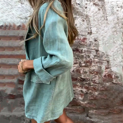 Salvatore | Baumwoll-Leinen-Damenjacke mit offener Front