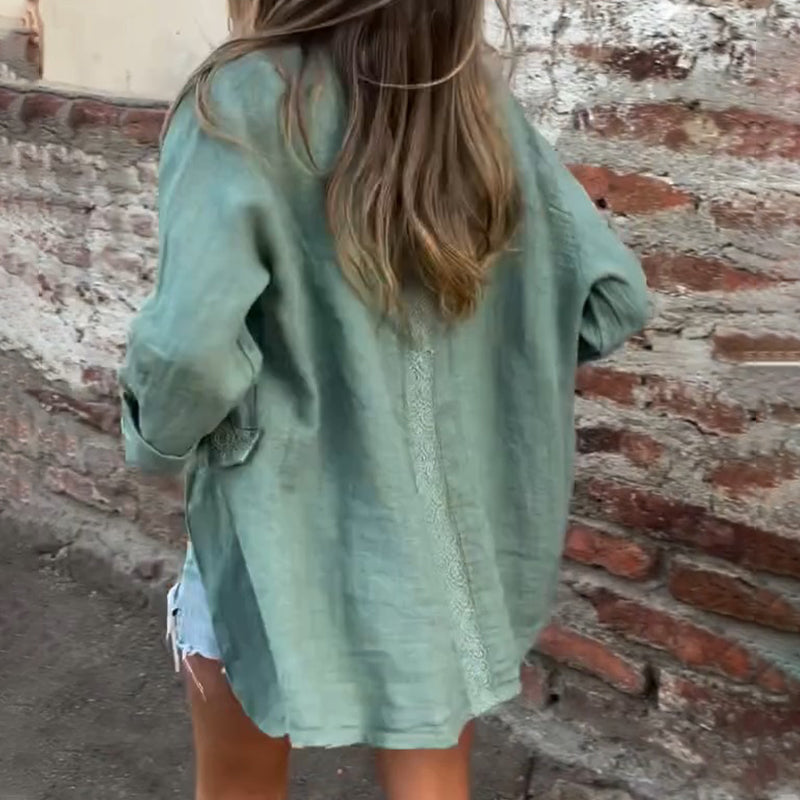 Salvatore | Baumwoll-Leinen-Damenjacke mit offener Front