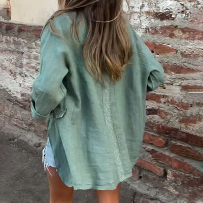 Salvatore | Baumwoll-Leinen-Damenjacke mit offener Front