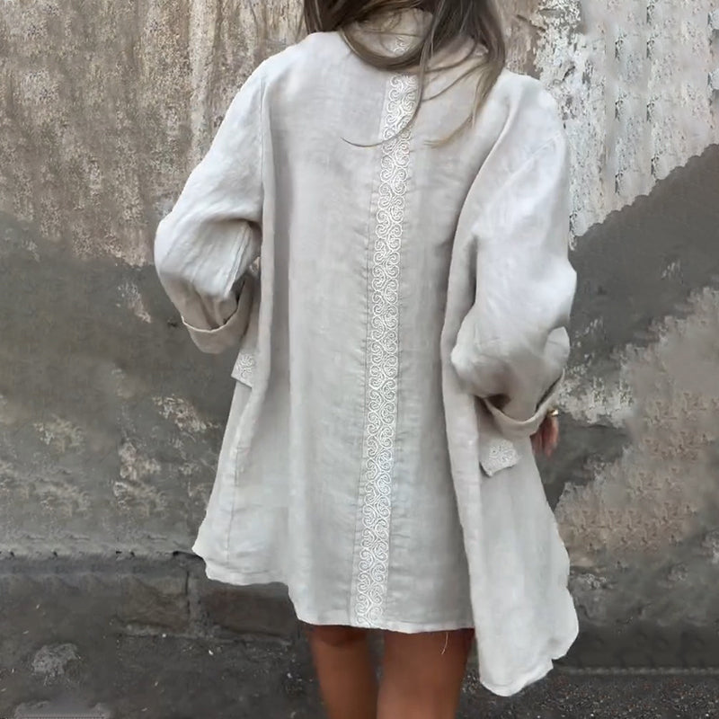 Salvatore | Baumwoll-Leinen-Damenjacke mit offener Front