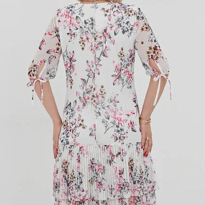 Rylie | Elegantes Chiffon-Langkleid mit Plisseé und kurzen Ärmeln