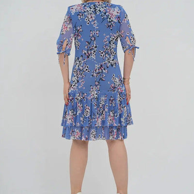 Rylie | Elegantes Chiffon-Langkleid mit Plisseé und kurzen Ärmeln