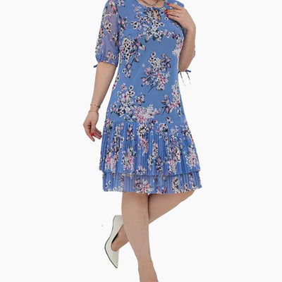 Rylie | Elegantes Chiffon-Langkleid mit Plisseé und kurzen Ärmeln