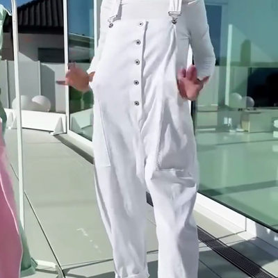 Yael | Süße und lässige Damen-Latzhose in Unifarben mit verstellbaren Trägern