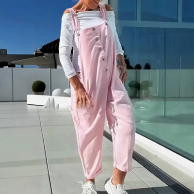 Rosie | Süßer, lässiger, einfarbiger Jumpsuit für Damen mit verstellbaren Trägern