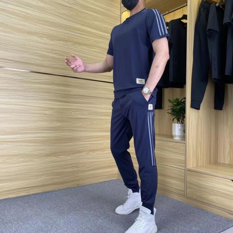 Marlou | Herren High Stretch Kurzarm-Top & Jogginghose 2er-Set