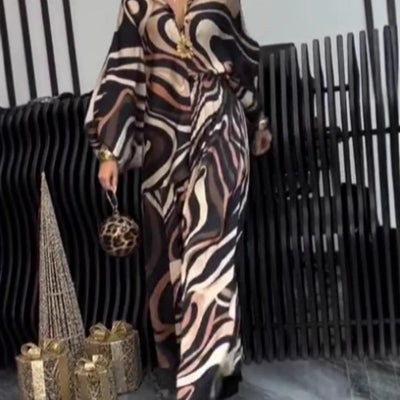 Zara | Modisches Damen-Set mit lockerem, bedrucktem Hemd und Hose mit weitem Bein, 2-teilig