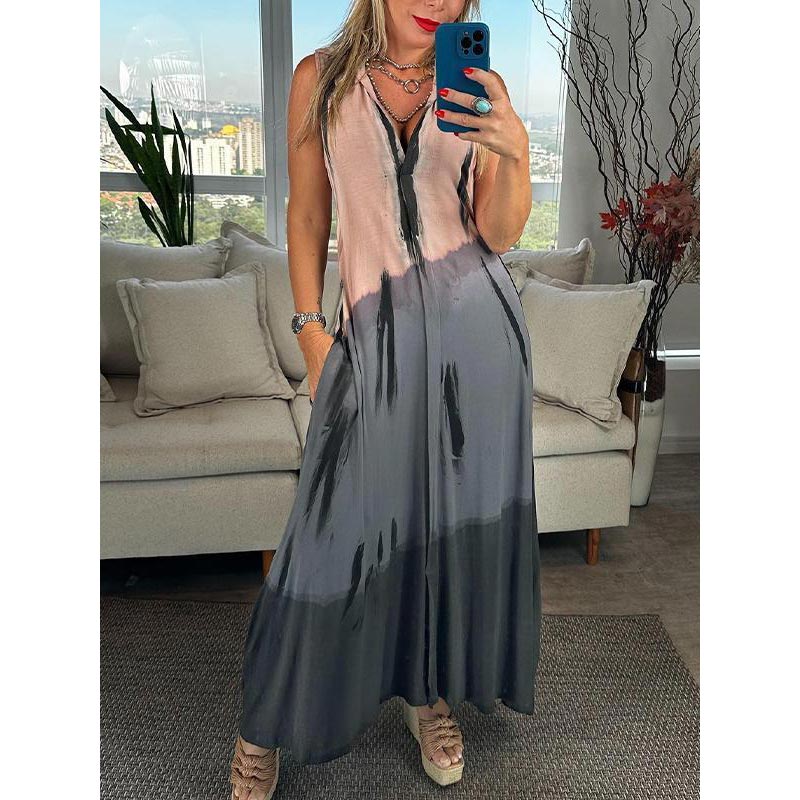 Mercedes | Damen ärmelloses V-Ausschnitt-Kleid mit Krawatte