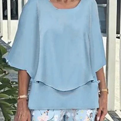 Jean |  Ensemble mit gemusterten Hosen und hochgeschlossenem Top