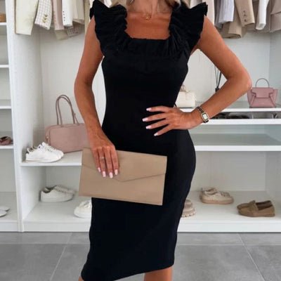 Mary| Damen elegantes schulterfreies figurbetontes Kleid mit Raffung