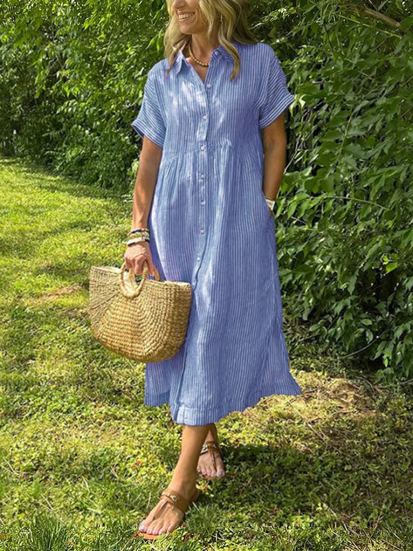 Isabelle | Gestreiftes Maxi-Kleid in Eleganz