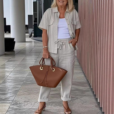 Blaise | Kurzärmeliges Hemd und weite Baumwoll-Leinen-Hose