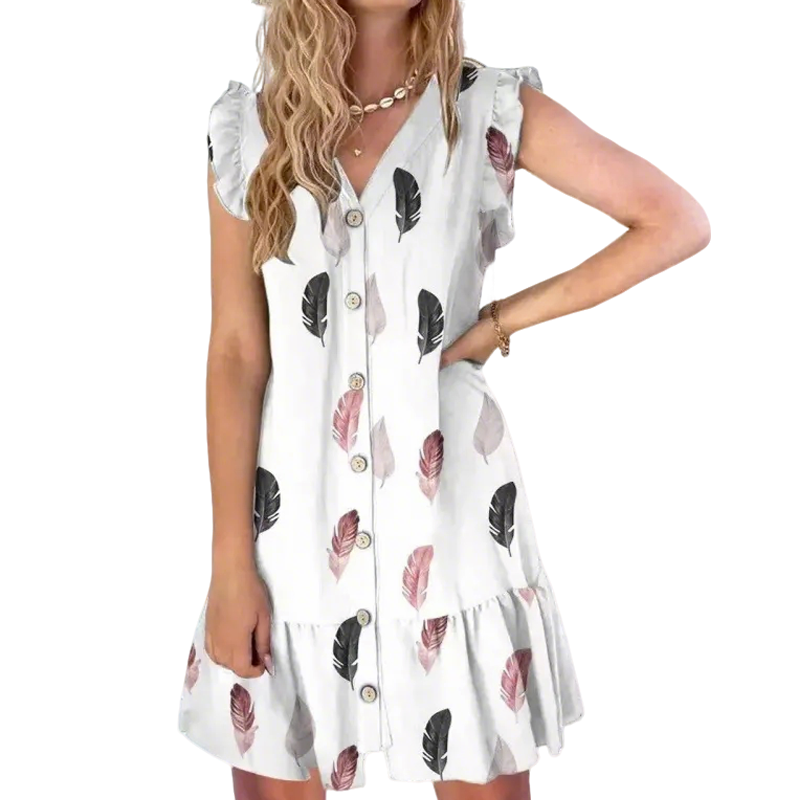 Legacy | Damen ärmelloses, V-Ausschnitt, geknöpftes Minikleid