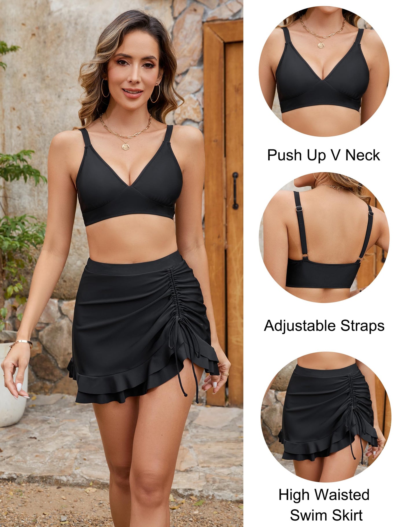 Sheppard | Hochtaillierter Damen-Bikini-Set mit Bauchkontrolle Gingham