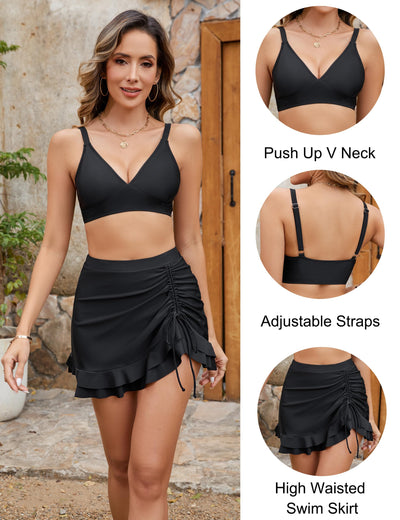 Gianna | Hoch taillierter Damen-Bikini-Set mit Bauchkontrolle Gingham