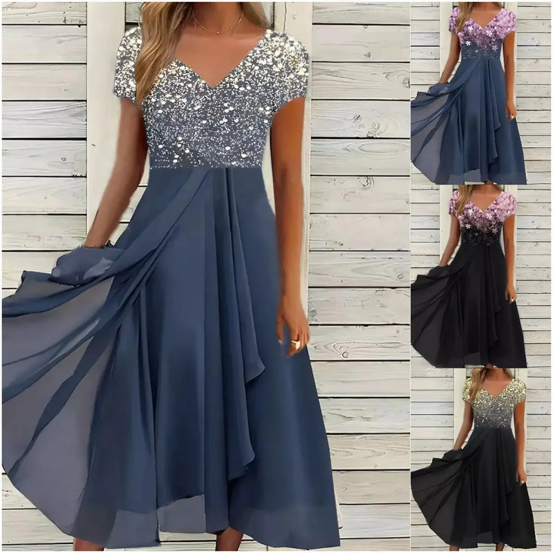 Kyleigh | Elegantes Kleid mit V-Ausschnitt und Muster