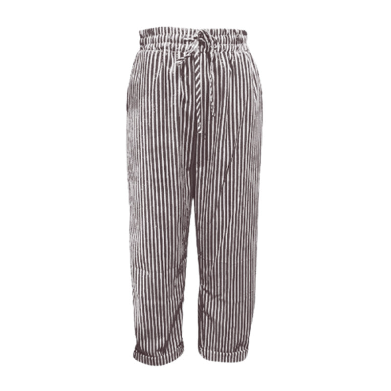 Camen | Gestreifte Damenhose aus Leinen und Baumwolle