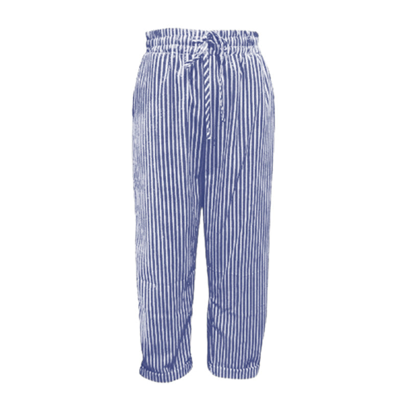 Camen | Gestreifte Damenhose aus Leinen und Baumwolle