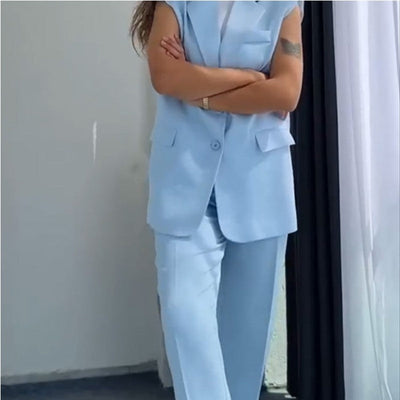 Sierra | Stilvolles Set aus ärmellosem Blazer und hoch taillierter Hose für Damen