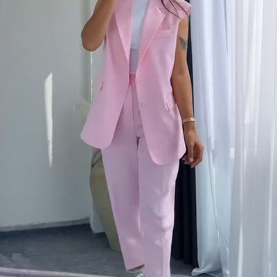 Sierra | Stilvolles Set aus ärmellosem Blazer und hoch taillierter Hose für Damen