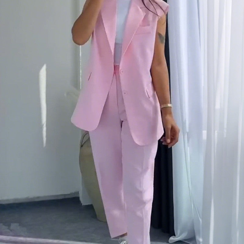 Gisele | Stilvolles Set aus ärmellosem Blazer und hoch taillierter Hose für Damen