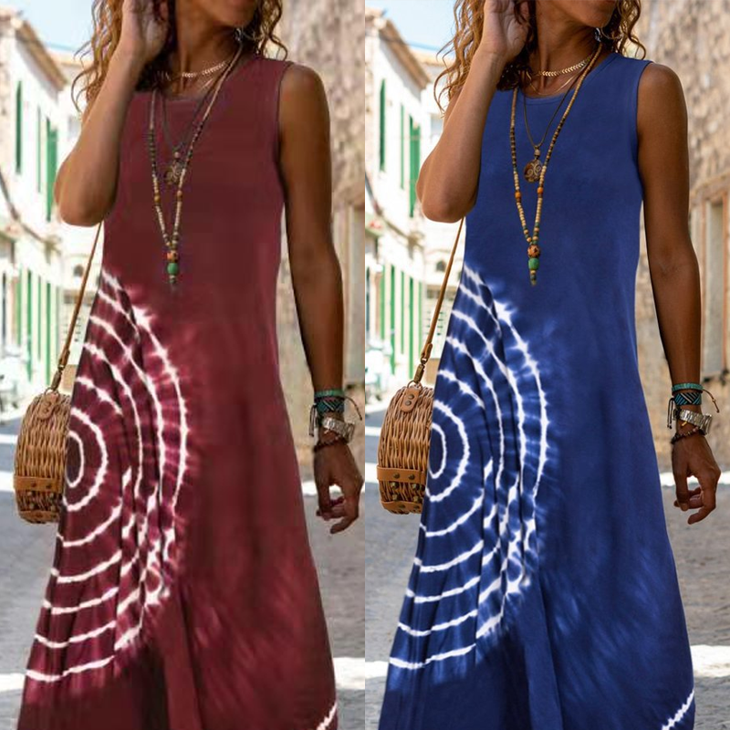 Cathy | Damen lässiges ärmelloses Midikleid