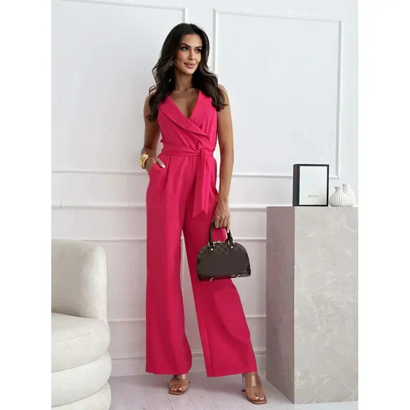Nathalie | Ärmelloser V-Ausschnitt Jumpsuit für Damen
