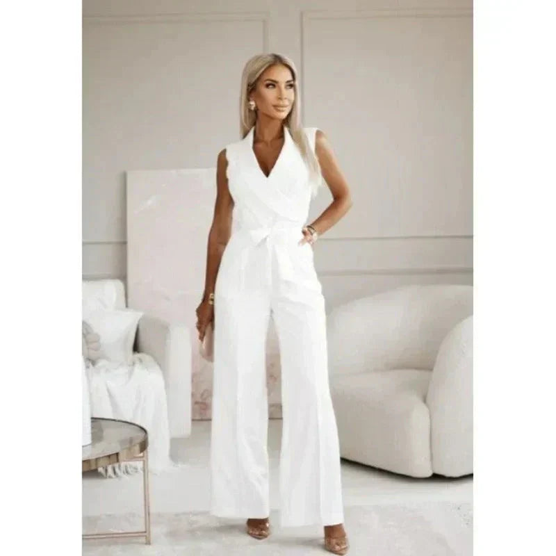 Nathalie | Ärmelloser V-Ausschnitt Jumpsuit für Damen