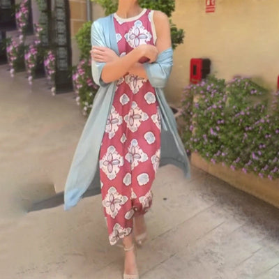 Cara | Damen-Zweiteiler: Ärmelloses Maxikleid & Sommerjacke