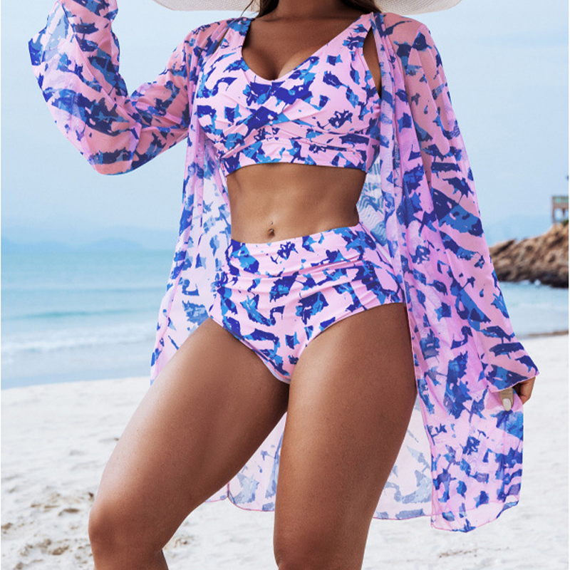 Emmett | Damen 3-teiliger Bikini-Set mit Cover-Up-Oberteil