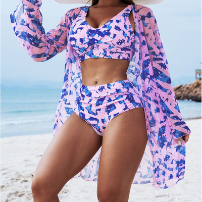 Emmett | Damen 3-teiliger Bikini-Set mit Cover-Up-Oberteil