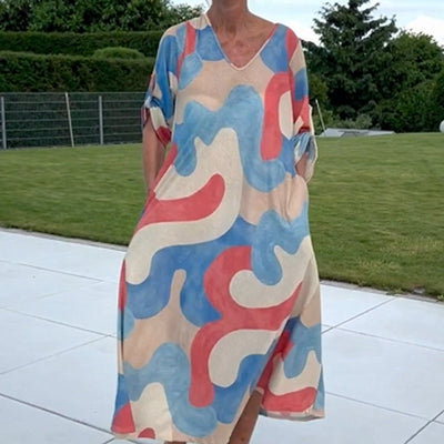 Kerry | Bedrucktes Damenkleid mit V-Ausschnitt für den Schrank