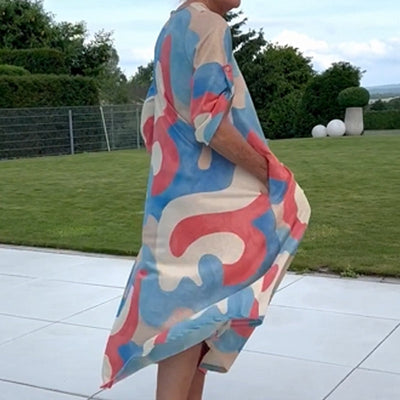 Kerry | Bedrucktes Damenkleid mit V-Ausschnitt für den Schrank