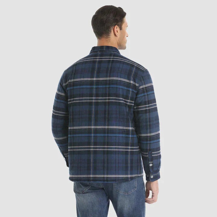 Herren Flanell Hemd Jacke lange Ärmel gesteppt gefüttert Plaid Mantel Button Down dicke Outwear für Winter
