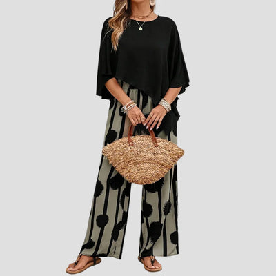 Valentina™ – Set aus asymmetrischem Oberteil und bedruckter Hose für Damen