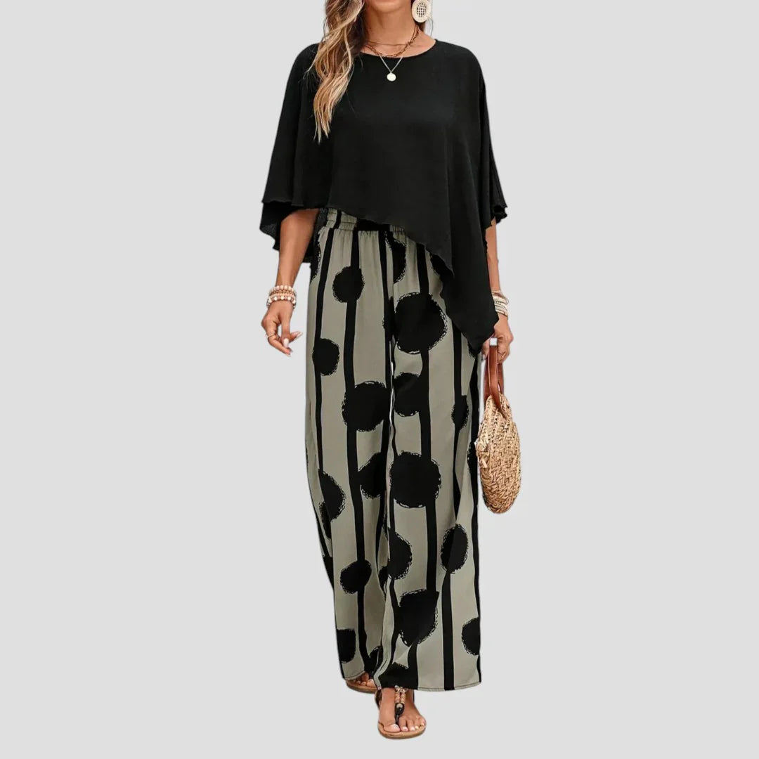 Valentina™ – Set aus asymmetrischem Oberteil und bedruckter Hose für Damen