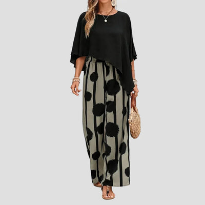 Valentina™ – Set aus asymmetrischem Oberteil und bedruckter Hose für Damen