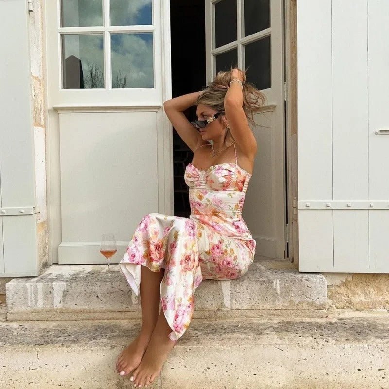 Valina – Elegantes Maxi-Blumenkleid mit Spitze