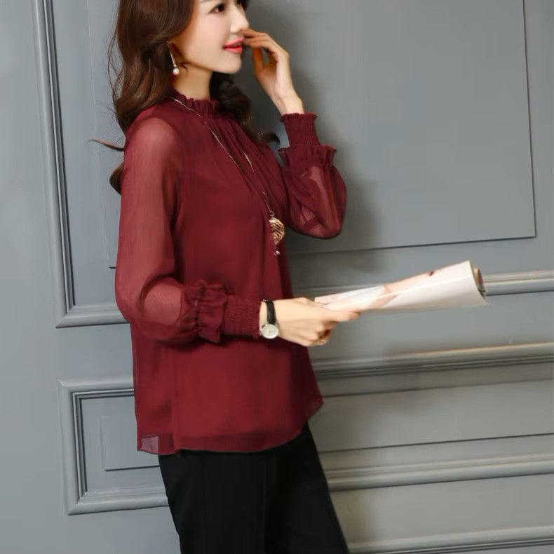 Shirt mit Rüschen und transparenten Ärmeln